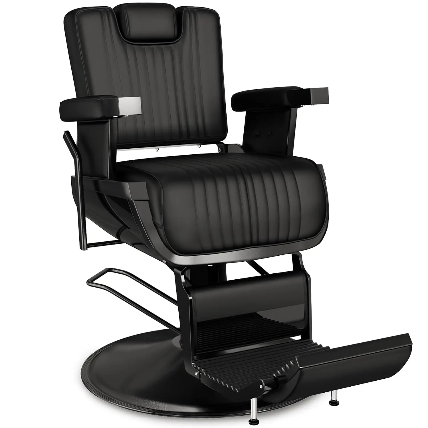 Heavy Duty Reclining Barber Chair, 440 lbs with Removable Headrest, 165° Backrest, Wide Seat for Barbershop, Tattoo, Customized