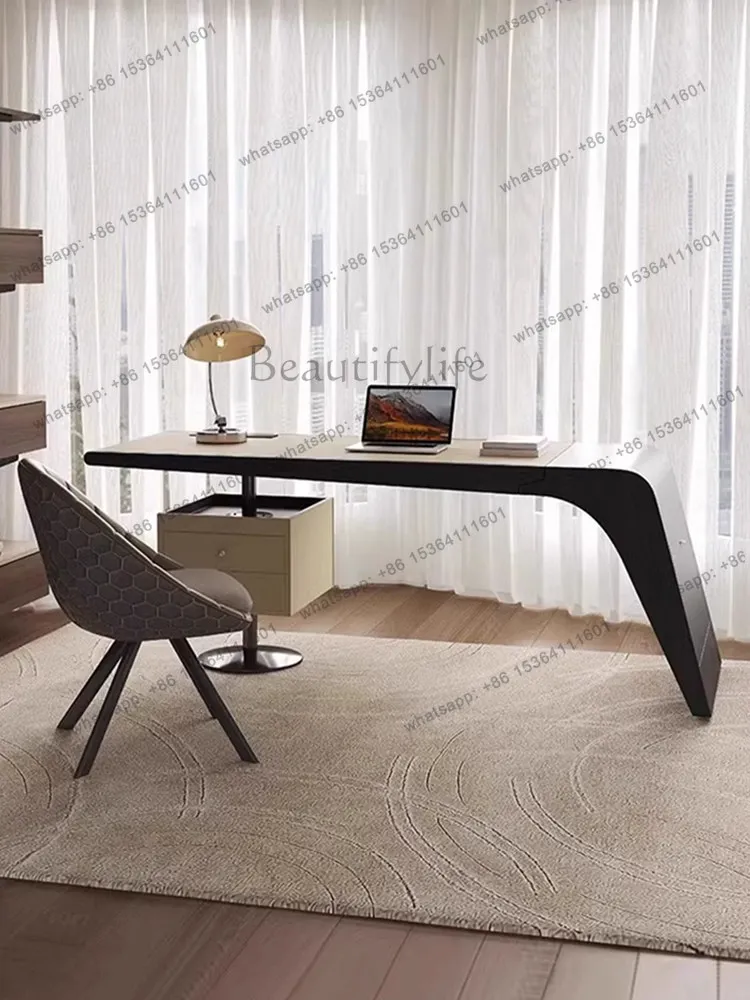 

Italian light luxury high-end saddle leather desk villa multi-functional modern simple computer desk