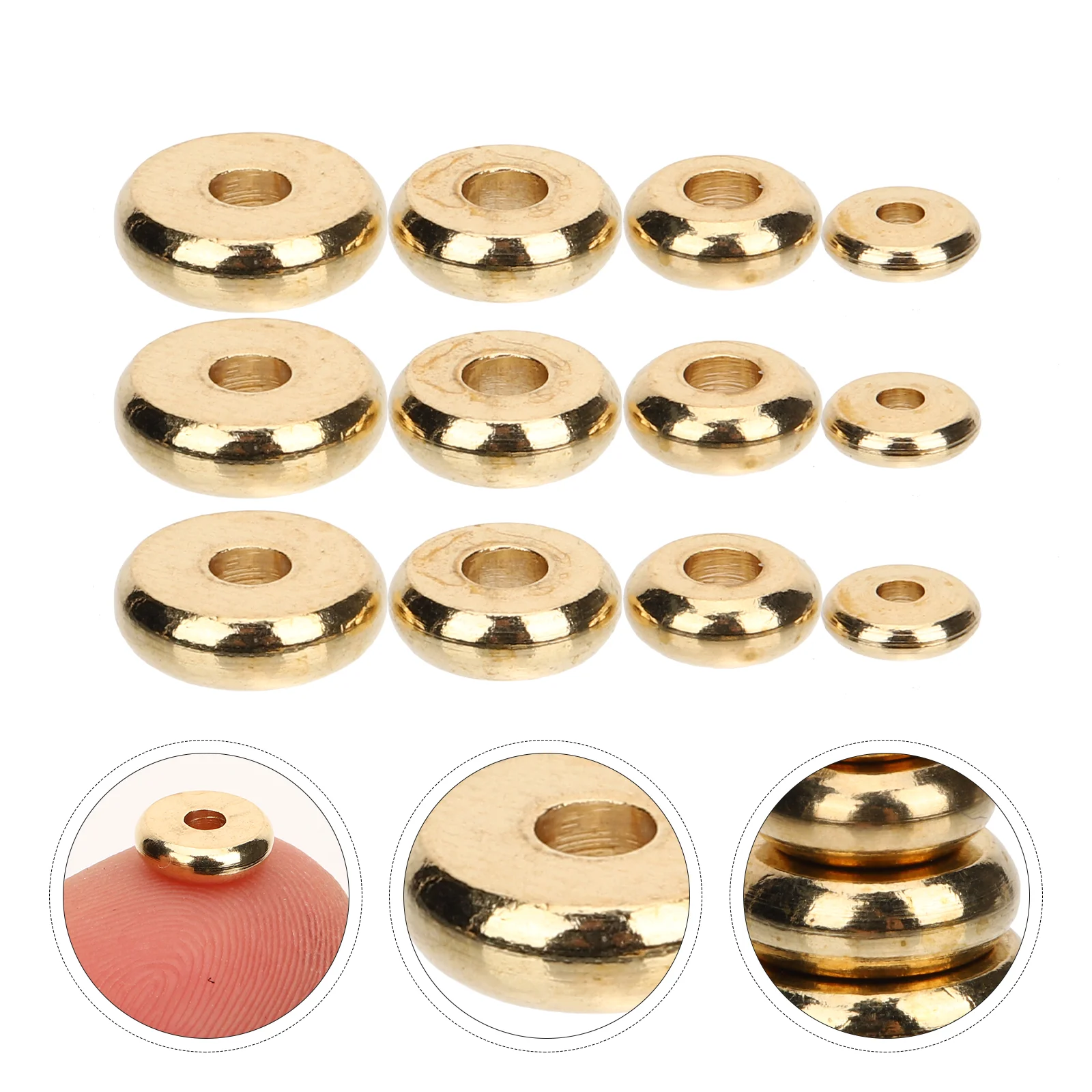 400 Pcs Disc Gasket DIY Beads Jewelry Accessories Plain Noodles Flat Charms Golden