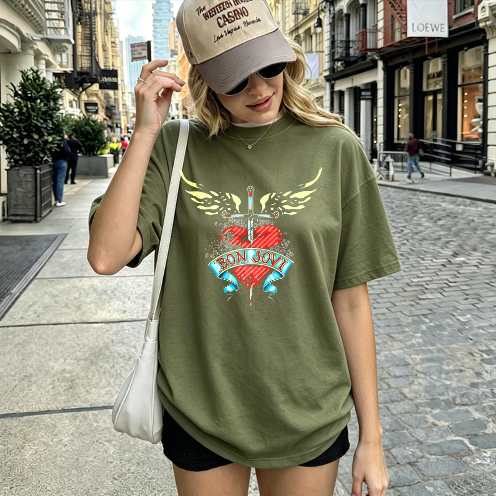 Bon Jovi Logo Rock Music Daggered T-Shirt Unisex Adult T-shirt Gift for Birthday Toddler Tee Shirts for Women Graphic T Shirts