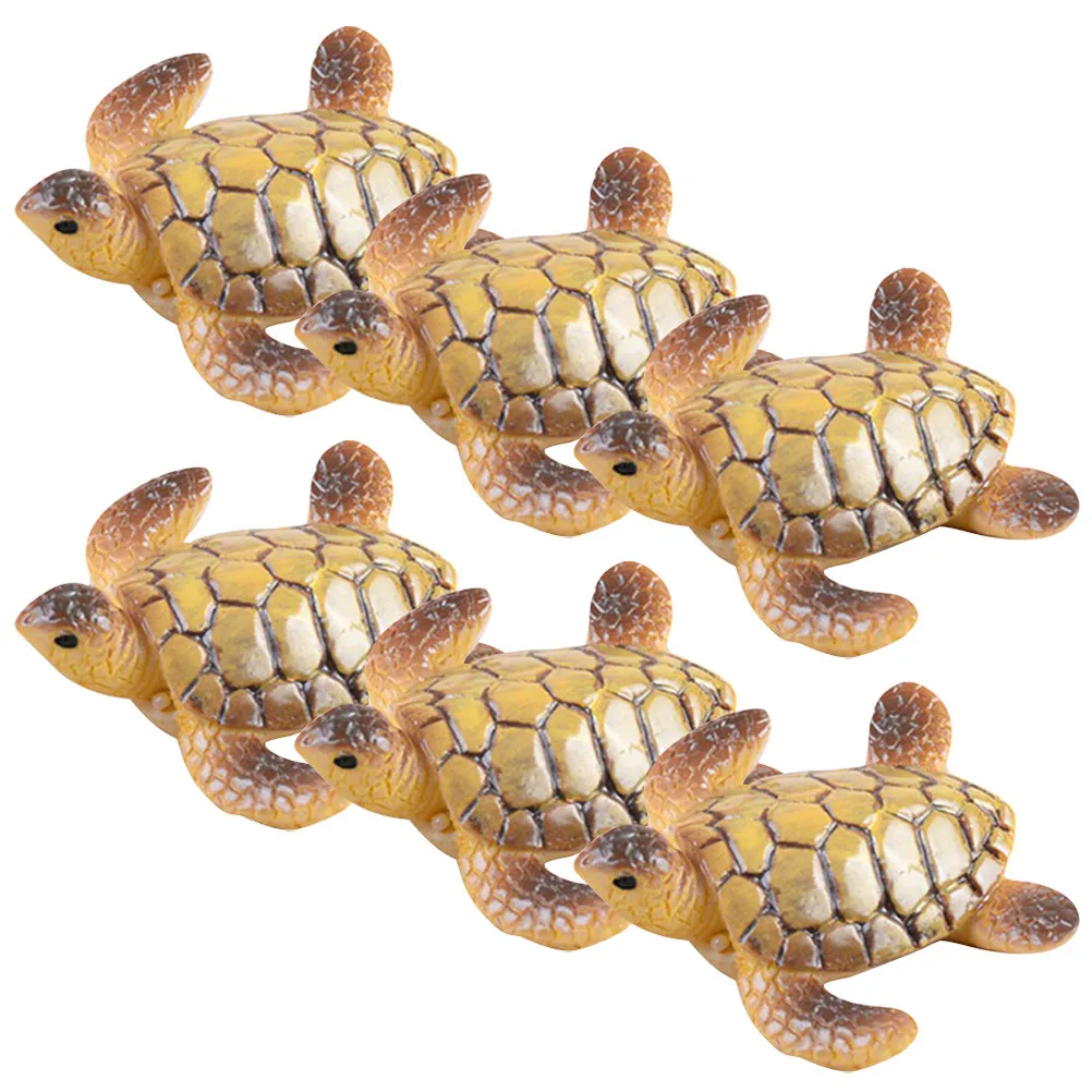 6Pcs Resin Mini Turtle Decorations Tabletop Garden Bonsai Desk Decor Adorable Delicate Turtle Statue Lightweight Portable Gift