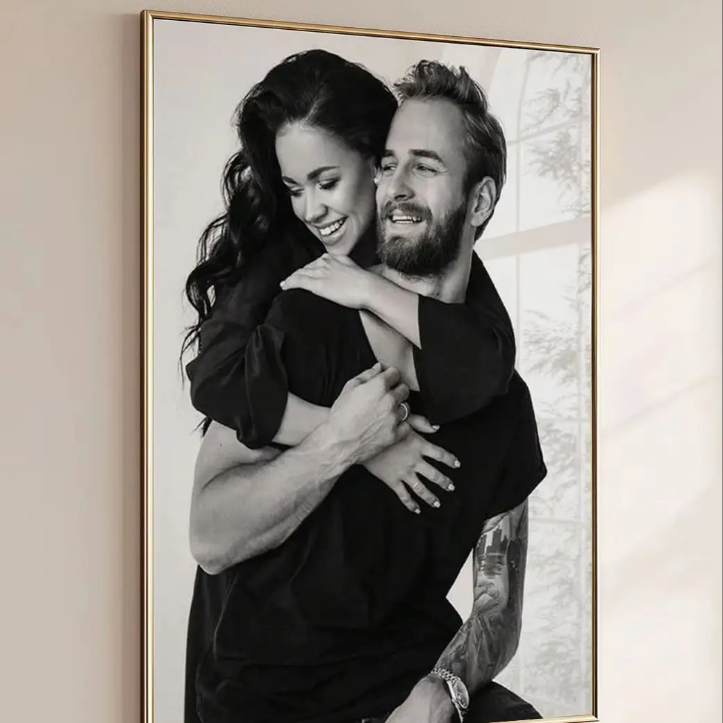 Custom Photo Canvas Personalized Unframed Poster For Couple Wedding Portrait Wall Art Marriage Souvenir Bridal Room Decor