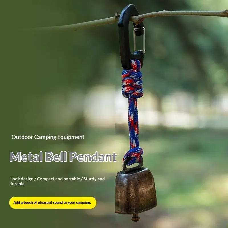 Outdoor-Metall-Bärenklingeln mit Paracord-Lanyard und Metallhaken zum Wandern, Camping und zum Abschrecken von Tieren – Detail 9