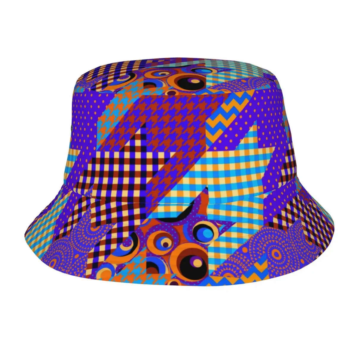 Custom Houndstooth Patchwork Style Dogtooth Bucket Hat Men Women Fashion Summer Outdoor Sun Hounds Tooth Check Fisherman Cap