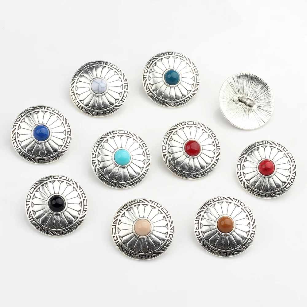 Zinc Alloy Round  Sunflowers Buttons Charms For DIY CONCHO Charms 3pcs/lot 30MM Jewelry Accessories