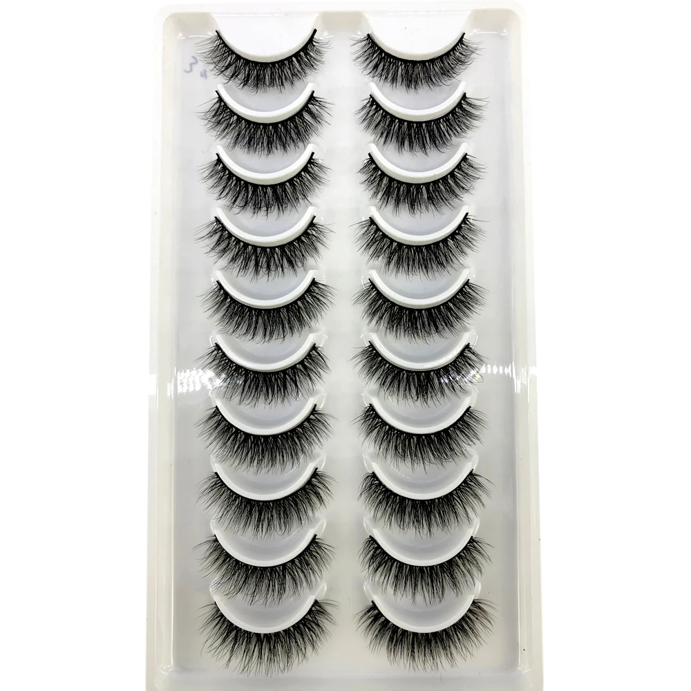 AMSDCN Künstliche Kurze Nerz-Wimpern, Natürlich Dramatische Falsche Wimpern, 10 Paar 3D-Wimpern für Make-up – Detail 5
