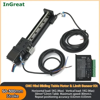 CNC Mini Sliding Table T-type Linear Guide Rail Motor Kit Motion Stage Linear Stage XYZ Axis Sliding Platform with Limit Sensor
