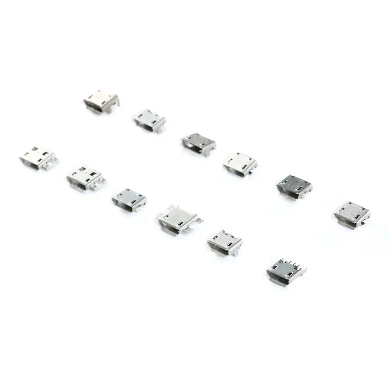 10Pcs Micro USB 5pin Connector Female Socket USB Type B Port 12 Models SMD DIP Socket Connector Plug For Android Phone Connector