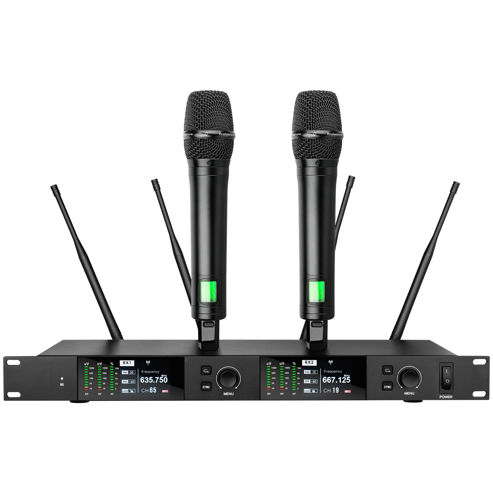 -2 UHF Wireless Microphone System With Bodypack And Handheld True Diversity Omni-Directional Cardioid Dynamic Mics