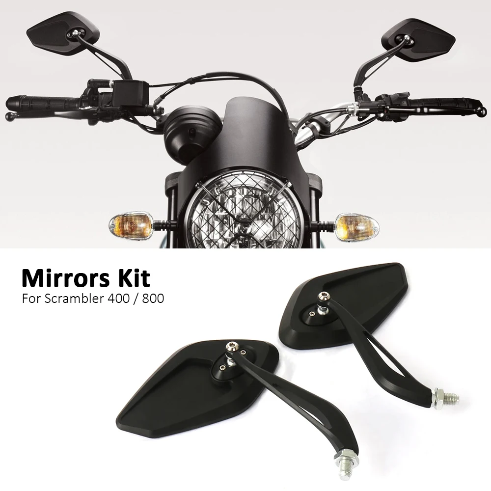 

New Right Left Motorcycle Rear View Mirror Lozenge Side Rearview Mirrors For Ducati Scrambler 400 2016- SCRAMBLER 800 2015-