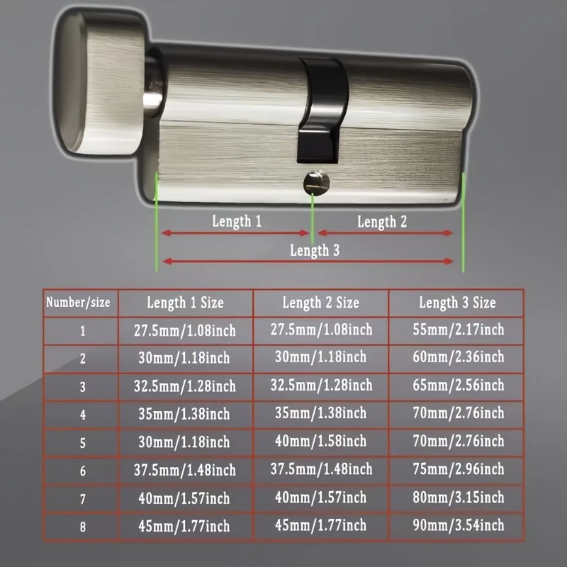 1Pc European Standard All-Copper Anti-Theft Lock Cylinder, Equipped with 5 Copper Universal Keys, Rust-Resistant, Corrosion-Resistant, Sturdy and Durable, 60/65/70/75/80/90/100/110/120Mm/32.5Mm, Reliable Home Security Lock Suitable for Entry Doors, Indoor and Outdoor Brass Locks with Handles. view 6
