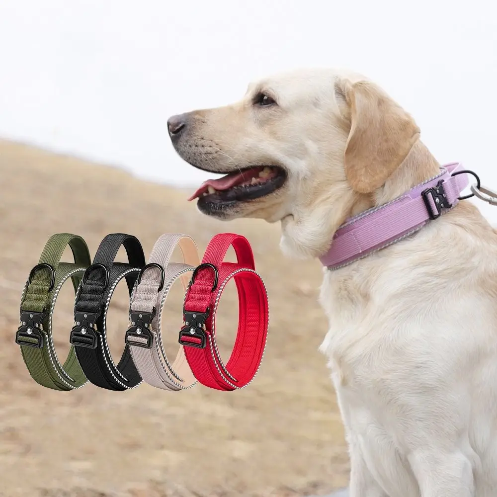 

Polyester Fiber Pet Dog Collar Comfortable Breathable Dog Training Collar Adjustable with Metal Buckle Pet Reflective Collar