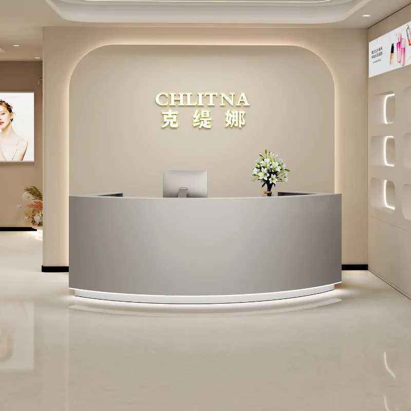 Diepe opslag Receptie Receptiebalie Moderne U-vorm Gebogen Receptie Schoonheidssalon Mostrador Recepcion Kantoormeubilair