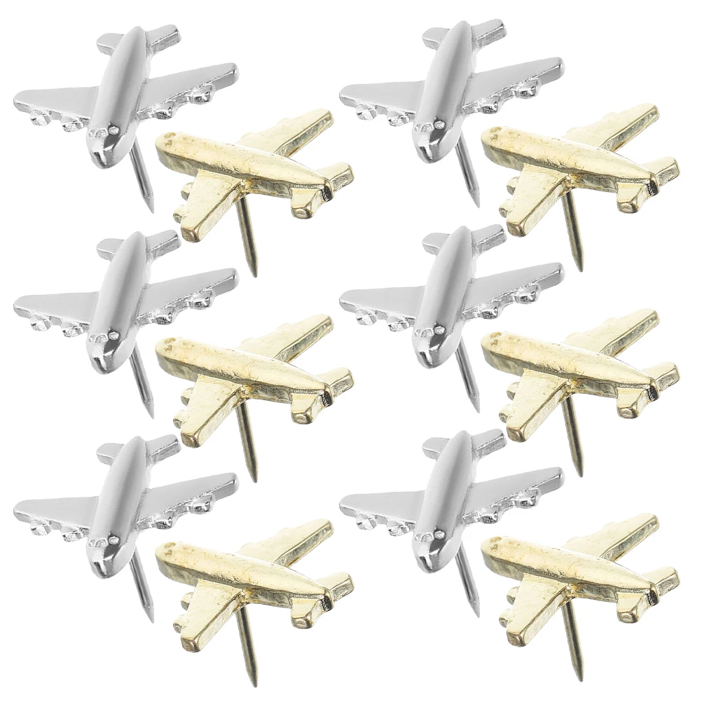 12 pezzi puntine per aeroplani puntine da disegno in metallo puntine per aerei decorative per bacheca mappa foto parete casa ufficio bacheca in sughero
