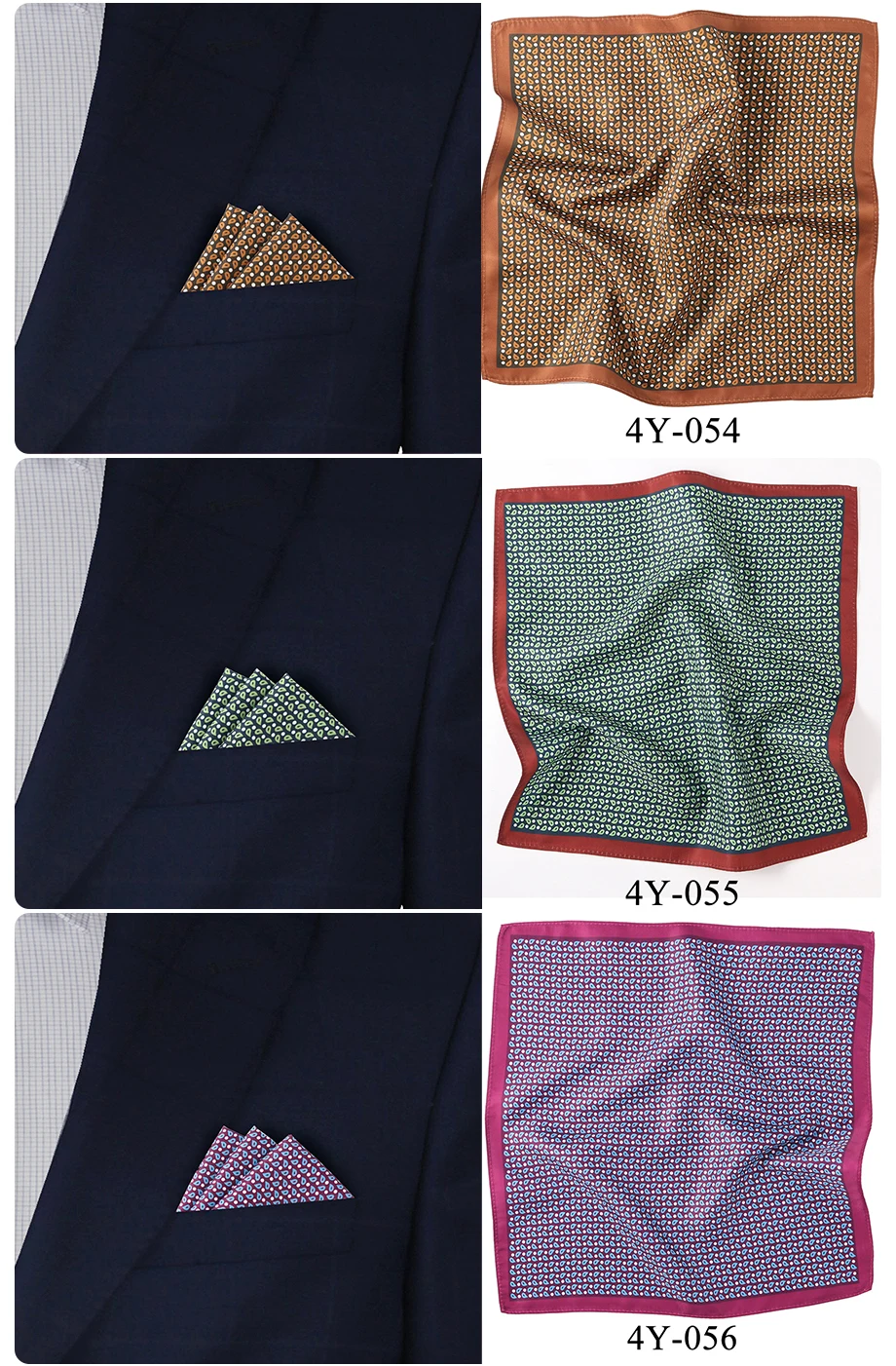 Tailor Smith Men's Classic Red Khaki Print Dot Handkerchiefs Paisley Floral Pockets Square Wedding Hankies Business Gift for Him