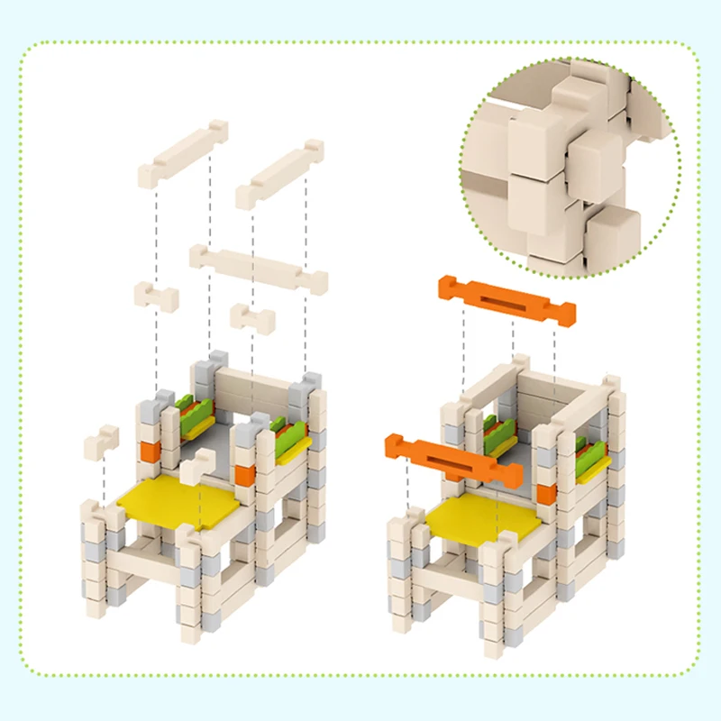كتل سقف الجسيمات الكبيرة المتوافقة مع منزل المدينة، مكعبات بناء القلعة، ألعاب الطوب للأطفال، هدية عيد الميلاد للأولاد والبنات