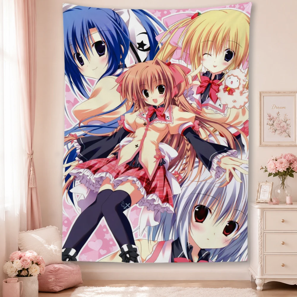 Kawaii  Anime Girl Wall Tapestry Japanese Manga Style Cute Character Wall Hanging Aesthetic Room Decor for Bedroom Dorm Apartmen