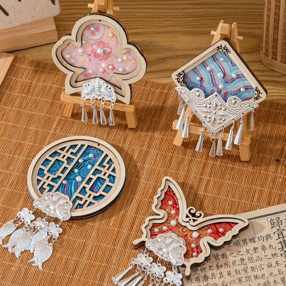 Creative Miao Silver Pearl Fridge Magnet DIY Set Traditional Song Brocade Hanging Decor Festive Gift For Family Desk