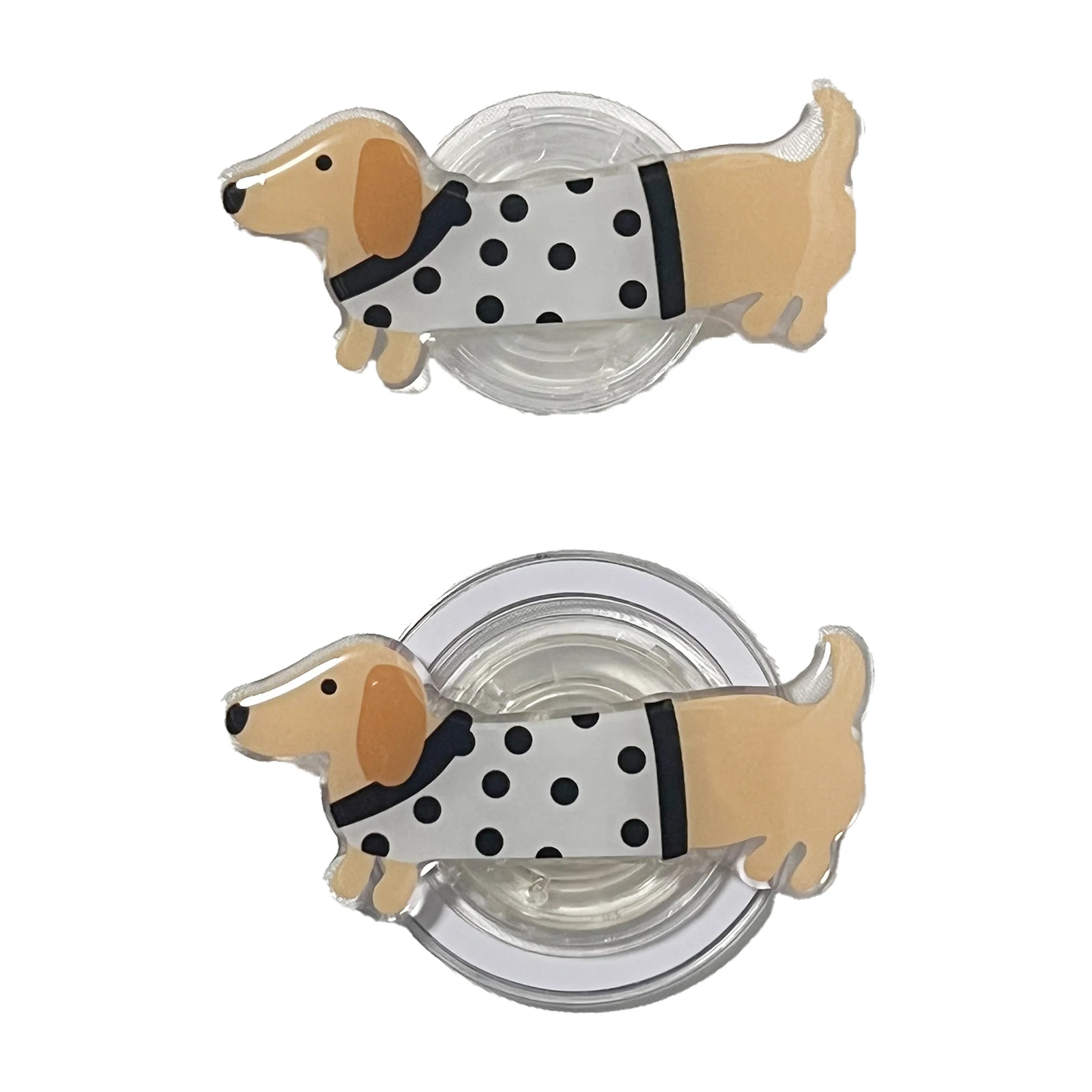 

Cute Pet Black Spot White Sweater Dachshund Phone Holder Griptok Support For iPhone 17 Samsung Case Grip Tok Bracket Girl Gift