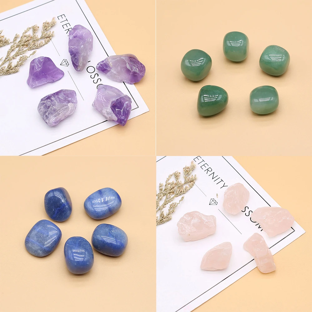 5PC Natural Crystal Amethyst Rose Quartz Gravel Irregular Polishing Minerals Specimen Reiki Healing Stone Aquarium Home Decor