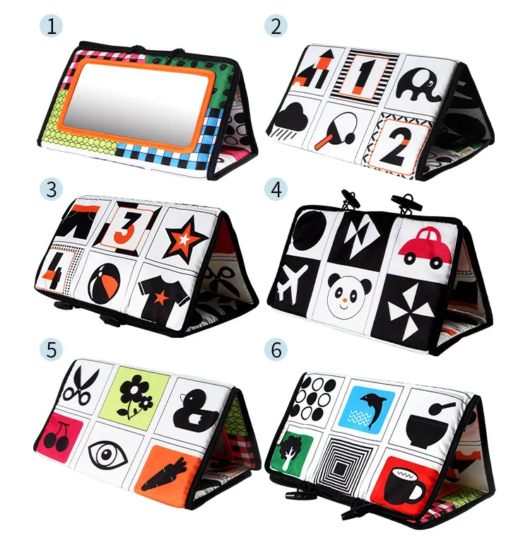 Tummy Time Floor Mirror Visually Inspire Black and White Educational Toys 0-3 Years Old Polyester Baby Mirror Newborn Gift Toy