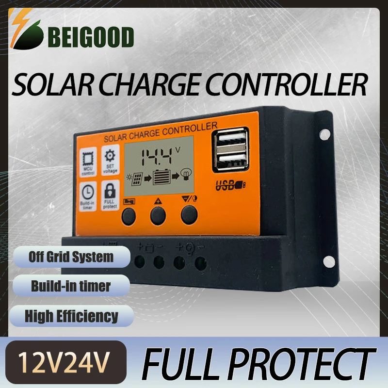 

Solar Controller 12V/24V 60A 50A 40A 30A 20A 10A Solar Regulator PWM Battery Charger LCD Display Dual USB 5V Output