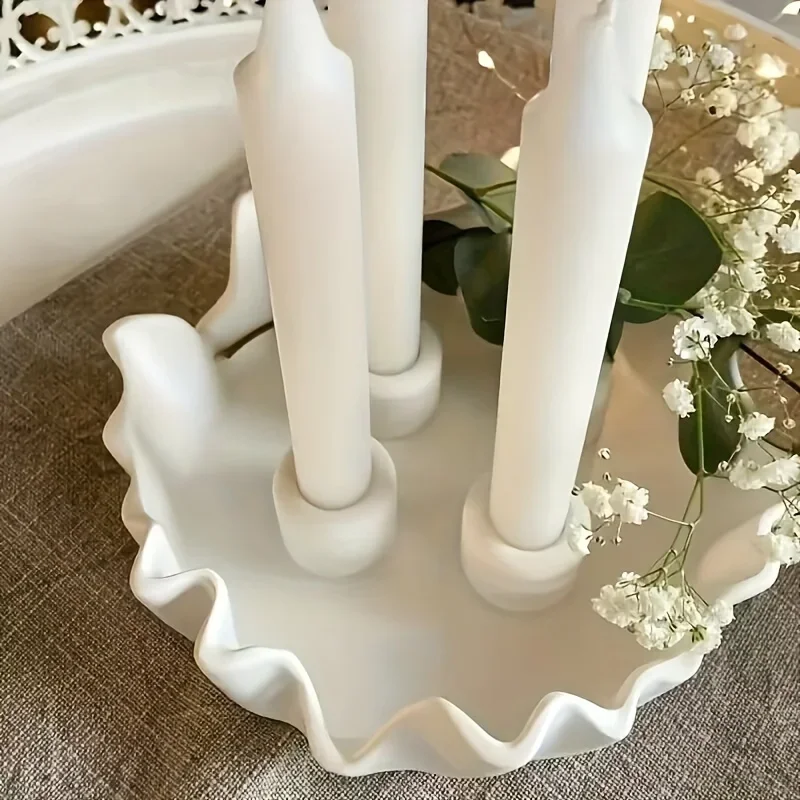 Baki Penyimpanan Tidak Beraturan Cetakan Silikon Baki Buah Lilin Gipsum Keramik Putih Piring Masak Kreatif Aksesori Rumah Tangga