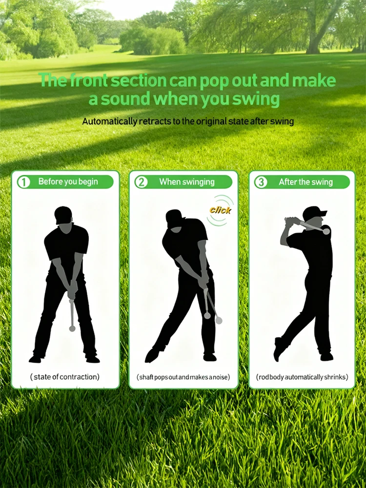 Retractable Golf Swing Training Aid 1PC Click Sound Rhythm Practice Trainer Golf Grip Strength Warm Up Accessory