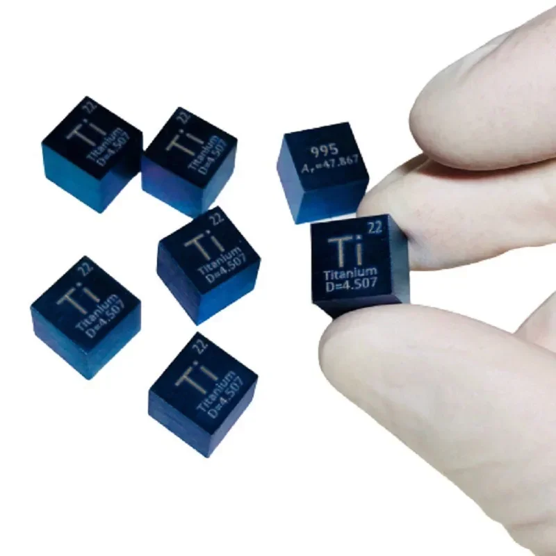 1pc Deep Blue Titanium Metal Pure Ti 995 Titanium Cube Periodic Table Craft Wonderful Collection 10*10*10mm