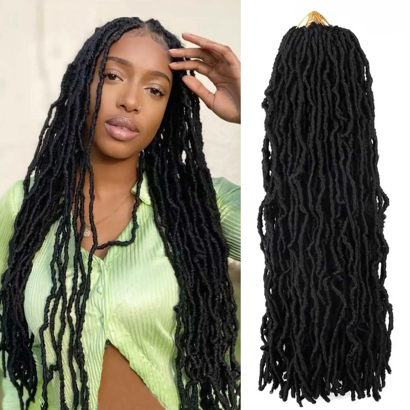 

36In Soft Locs Crochet Hair Pre Looped Curly Wavy Faux Locs Crochet Braids for Natural Butterfly Crochet Hair for Black Women