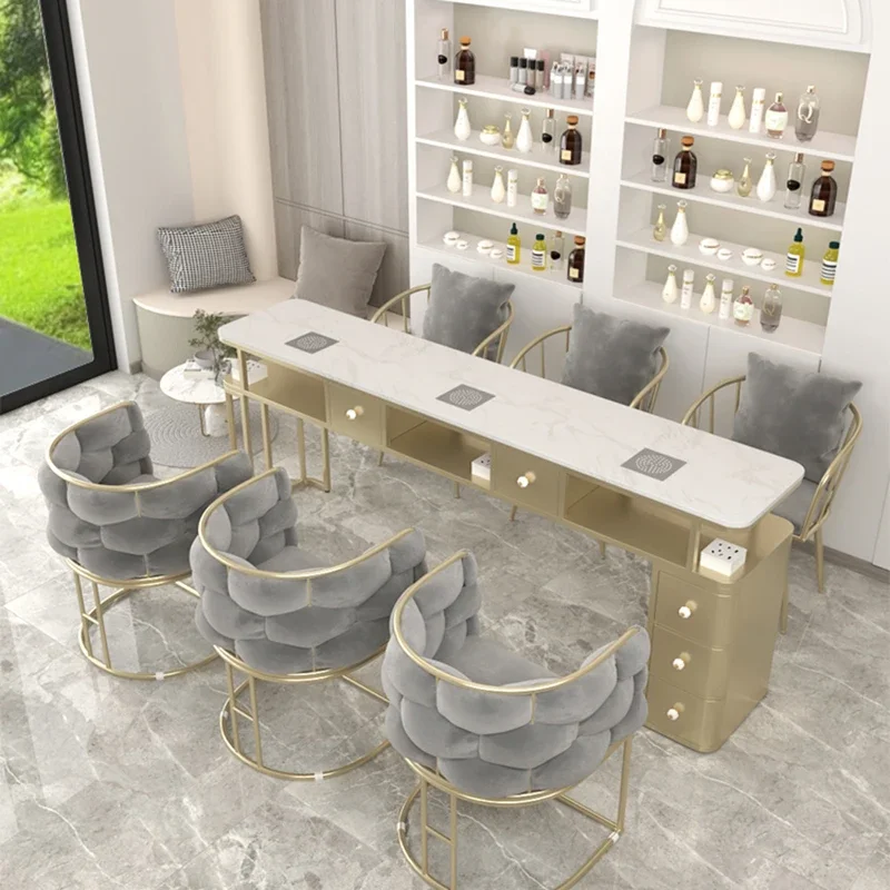 Dressing Simple Nail Tables Manicure Luxury Marble Tabletop Durable Nail Tables Fashion Mesa Manicura Salon Furniture ZS40MJ