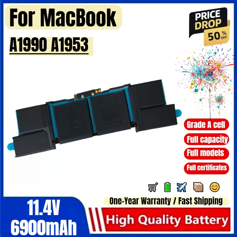 For MACBOOK PRO 15 Inch A1990 A1953 Laptop Battery 0 Cycle High Quality High Capacity Battery Replacement Bateria Grade A Cell