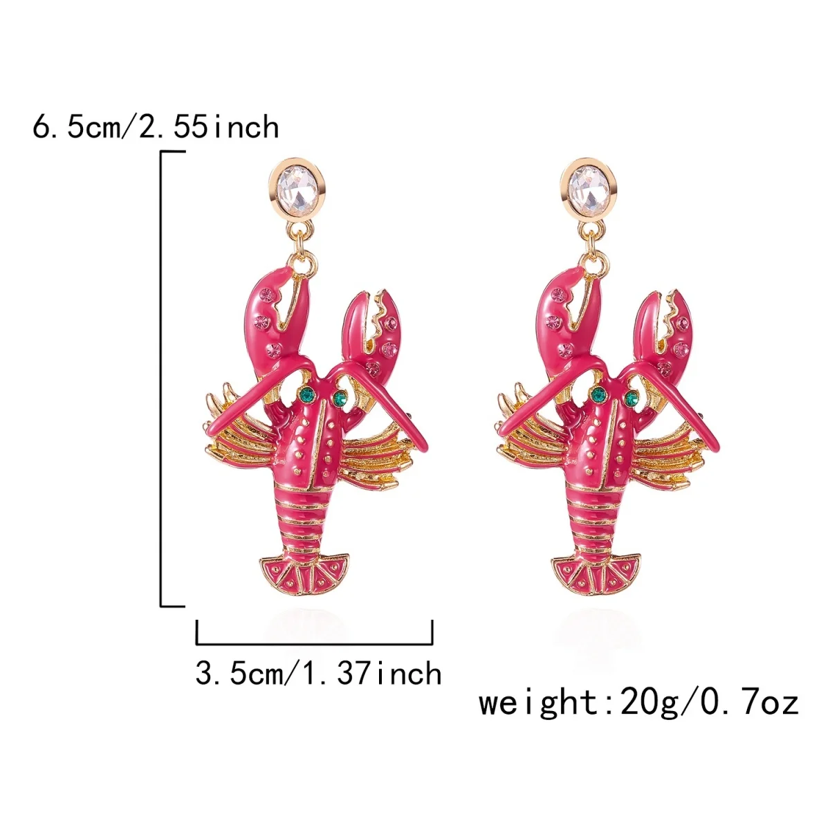 Kreative, übertriebene rote Strass-Hummer-Ohrhänger für Damen und Herren, glänzende, modische Meerestier-Sommerohrringe, Partyschmuck – Detail 31