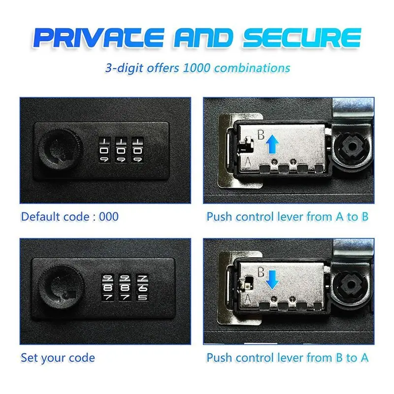 A92Z Combination Key Cabinet 20 Key Hooks Key Box Wall Mounted Locking Key Organizer Key Cabinet Security Lock Box