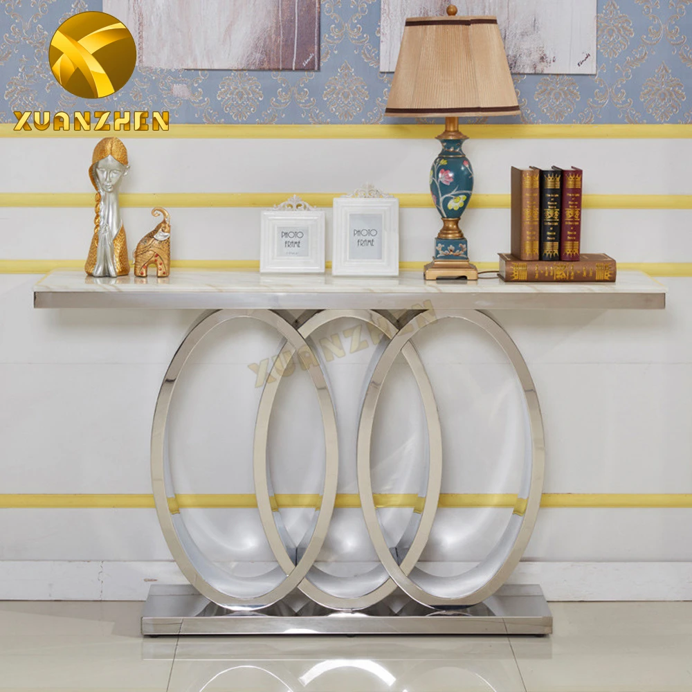 Living Room Furniture Marble Corridor Table Luxury Console Table Metal European Modern Table with Mirror