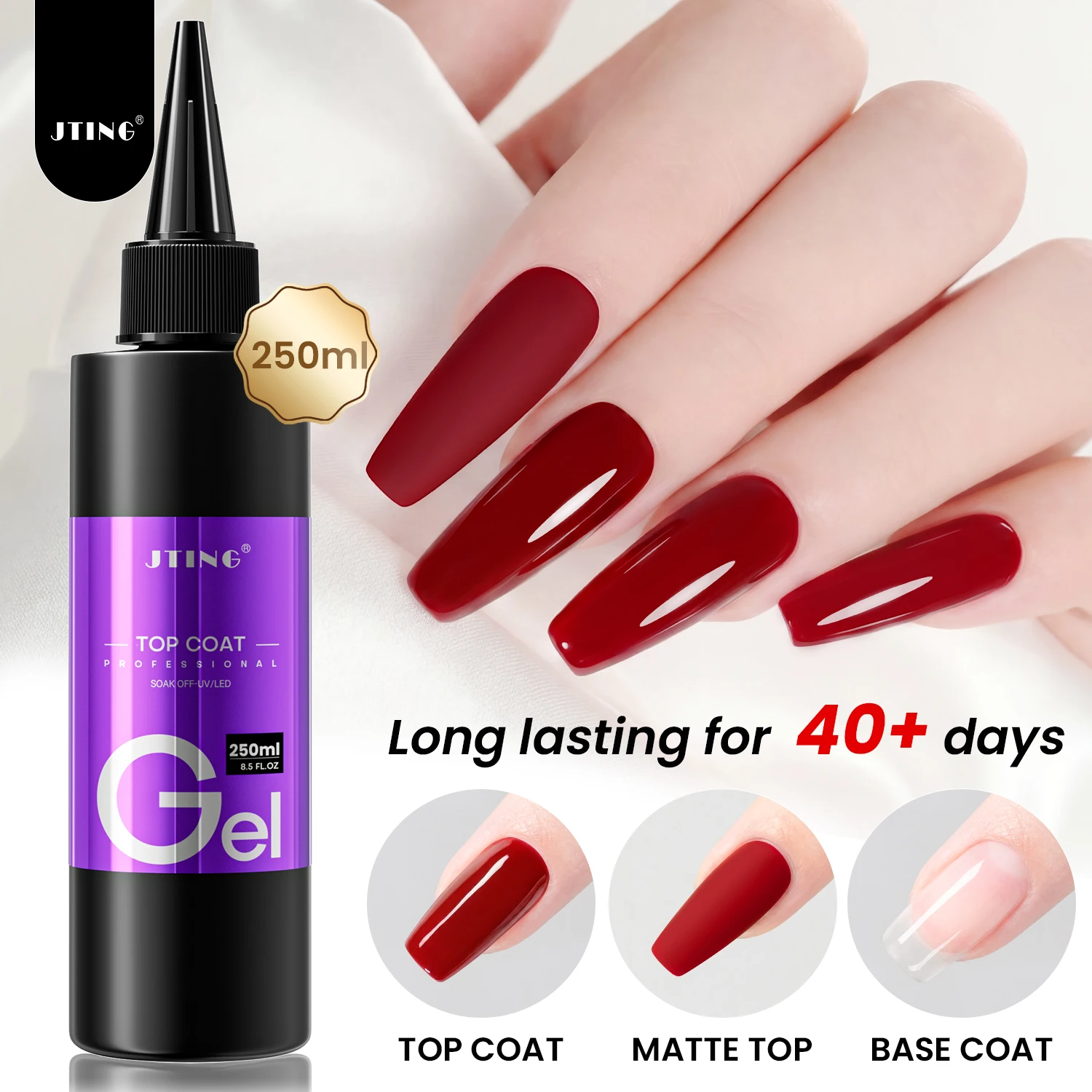 Jting 1pc 250g couche de finition professionnelle Nail Art couche de finition longue durée Anti-taches vernis Gel fonctionnel