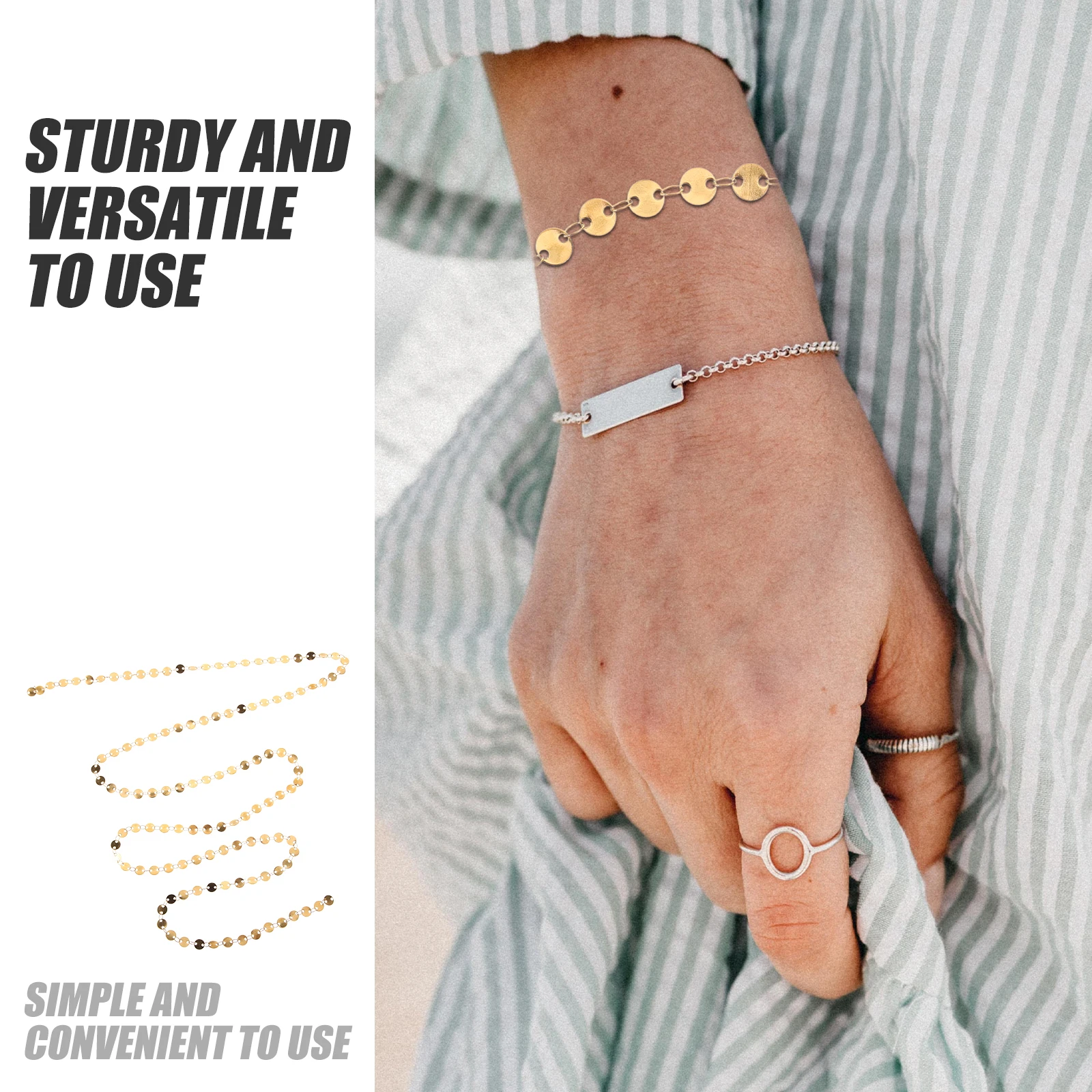 

Stainless Steel Jewelry Link 1 Roll Necklace Chains Craft Making Bright Durable Smooth Diy Bracelet Chain Pendant Lanyard Craft