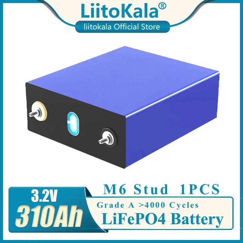 1pcs LiitoKala LiitoKala 3.2V 310ah 320Ah lifepo4 battery DIY 12V battery pack for Electric car RV Solar Energy storage system