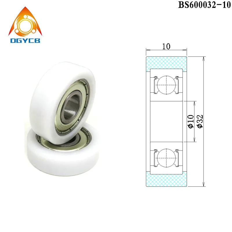 4pcs 10x32x10 6000ZZ Ball Bearing POM Coated Roller BS600032-10 Plastic Bearing 10*32*10 Nylon Shower Sliding Door Pulley