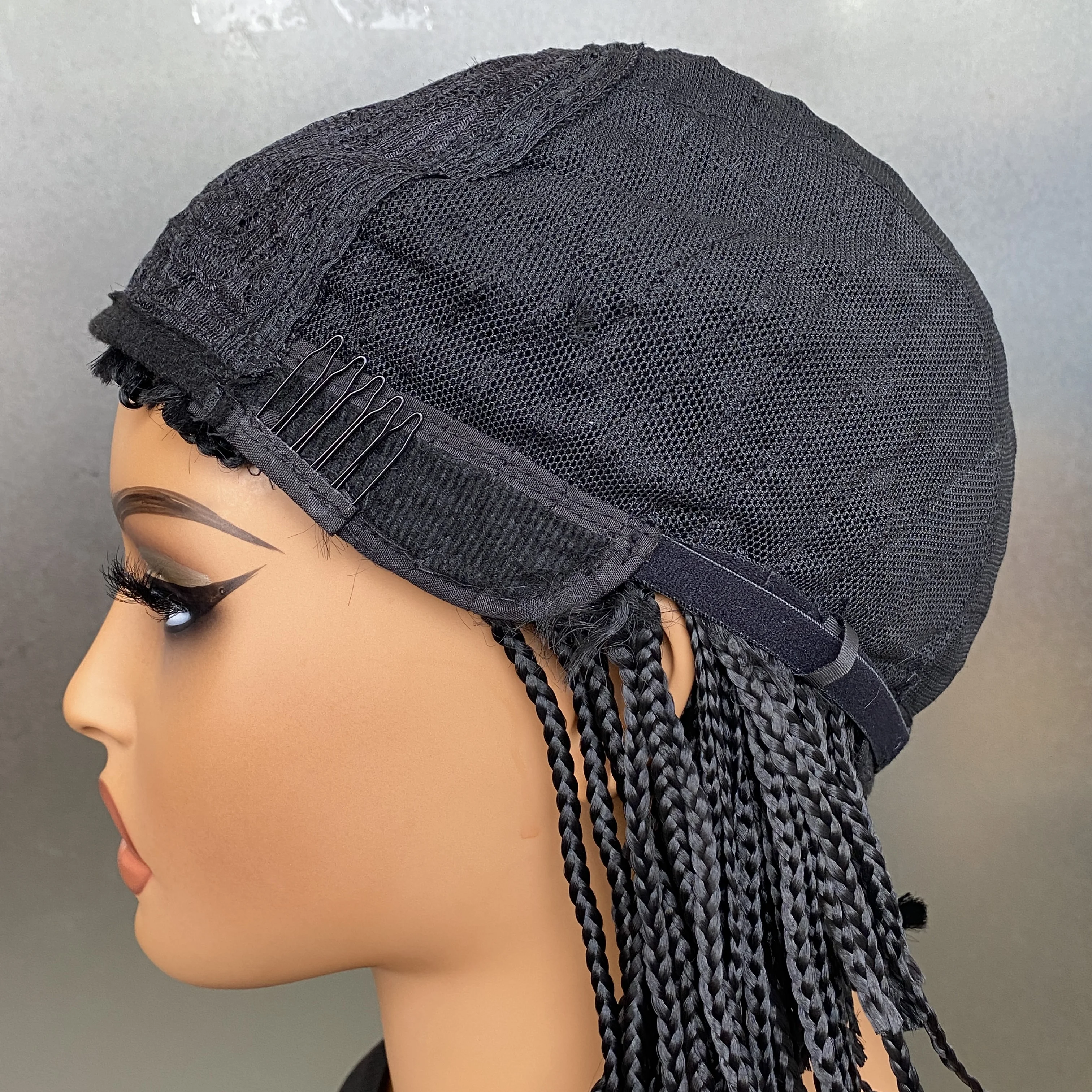 Box Braid Wig Synthetic Short Bob Wig Box Braided Wig with Bangs Cornrow Braided Wigs for Black Women