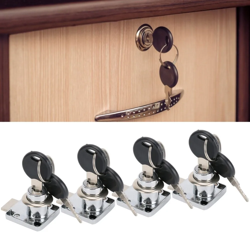 4pcs Security Keyed Alike Drawer Lock with Key Zinc Alloy Durable Cabinet Cam Lock Cylinder Drawer Lock Cupboard