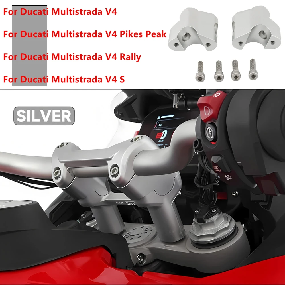 

Handlebars Back Move Mount Accessories For Ducati Multistrada V4 MULTISTRADA V4 New Handlebar Riser Motorcycle Silver