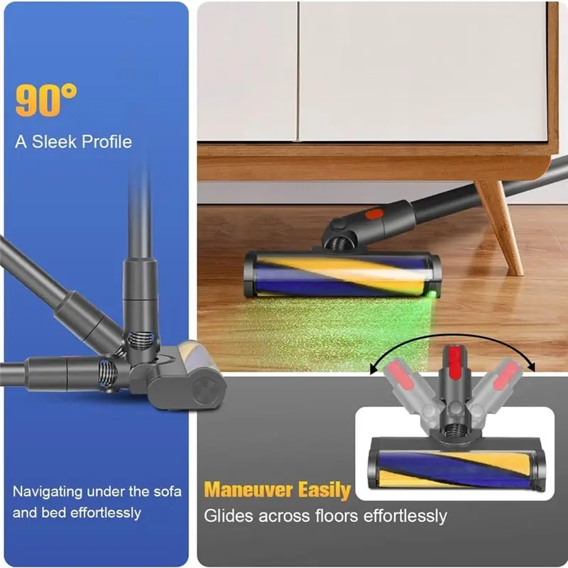 A74E-LED Soft Roller Clean Head For Dyson V7 V8 V10 V11 Vacuum Attachments Illuminating Dust And Debris For Hard Floor