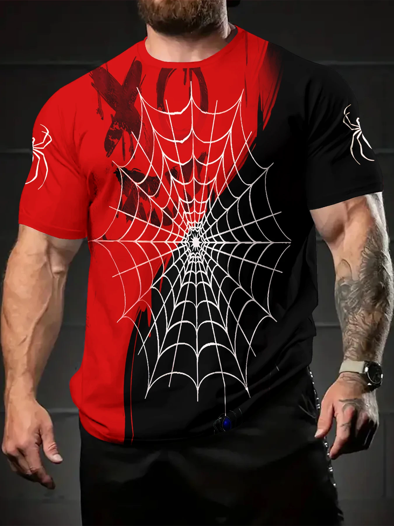 

The latest fashion trend in 2025, Casaul fun spider web 3D printed T-shirt, street top, summer plus size clothing T-shirt