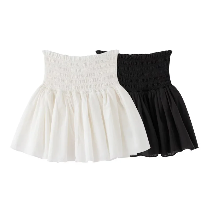 American Sweet Cool Design Double Layered Ruffle Hem f Skirt Ballet Sle Puffy ort Skirt Street Sle mid Waist Pure Color