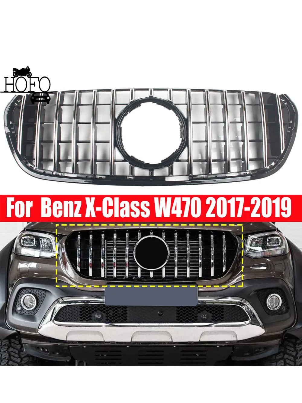

For Mercedes Benz X-Class W470 2017-2019 Front Grid Grille Bumper Grill Tuning