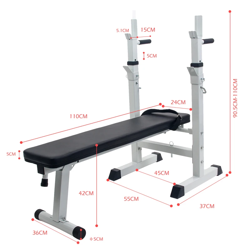 Verstelbare Gewicht Fitness Gym Bankdrukken Met Opvouwbaar En Squat Rack