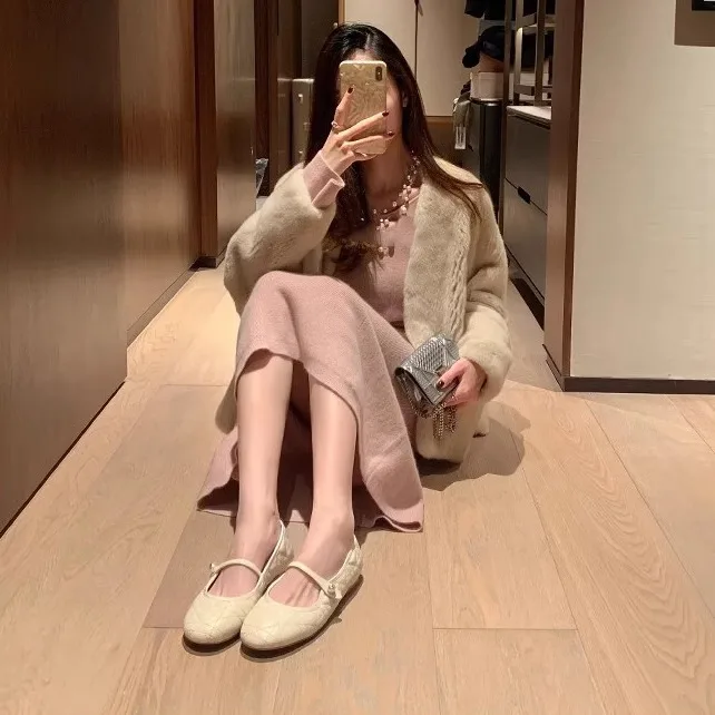 جلد طبيعي ماري جين مسطح Bot oes المرأة ربيع الخريف جولة رئيس الانزلاق على Princ الباليه الشقق الحلو Sle