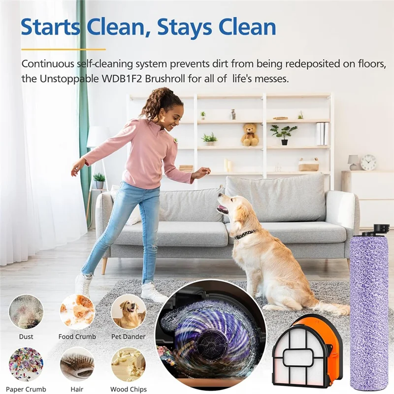 A97G WDB1F2 Replacement Brushroll & Filter Bundle For Shark Hydrovac WD101 WD201 WD100 WD200 AW201 Vacuum Cleaner Parts