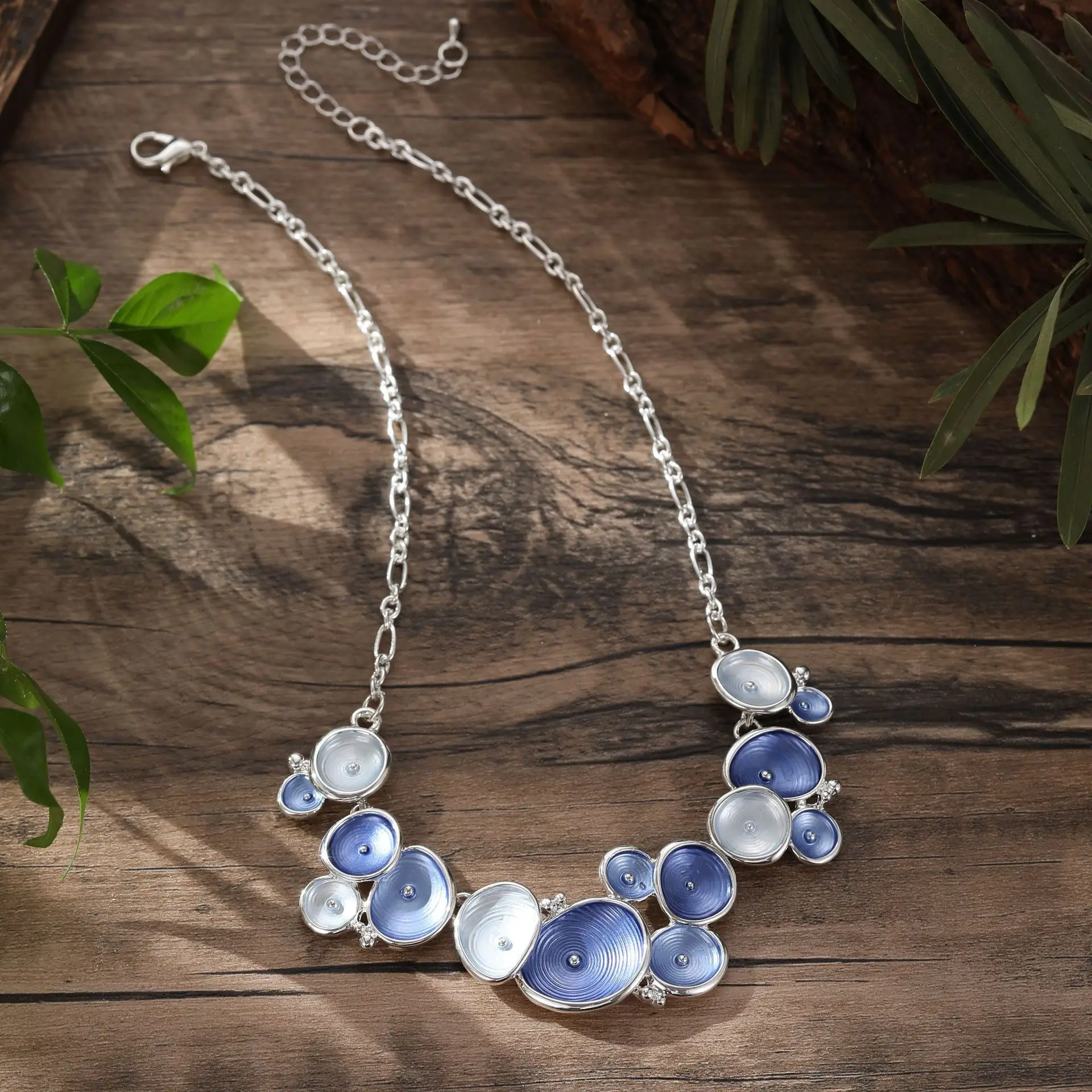 new color painting oil round flower necklace, small fresh lady simple versatile flower alloy neck chain